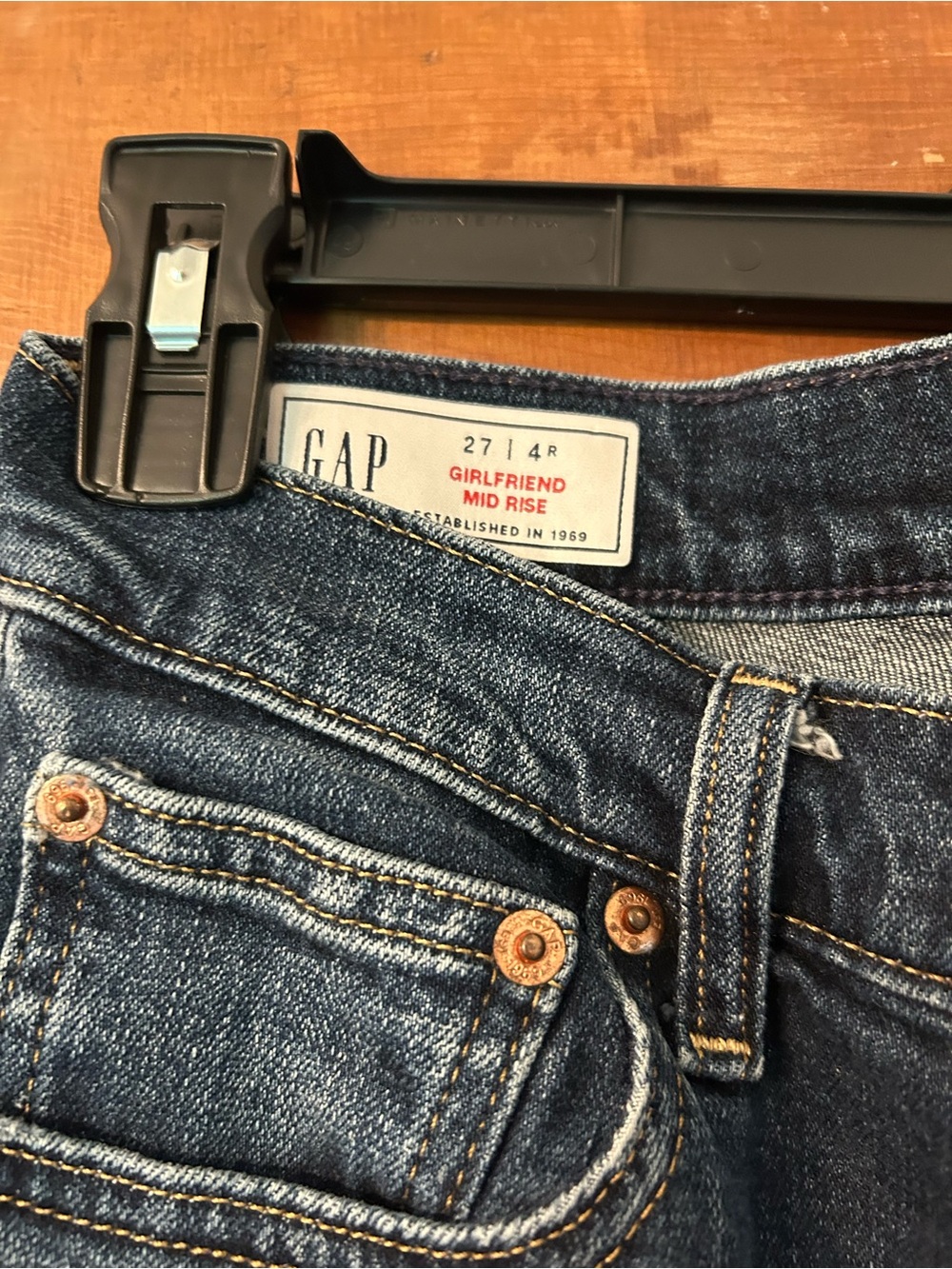 GAP Girlfriend Mid Rise Jeans - Dark Wash Blue